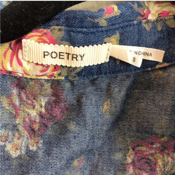 Poetry- Denim floral crop top w tie waist Size Small - Picture 3 of 6